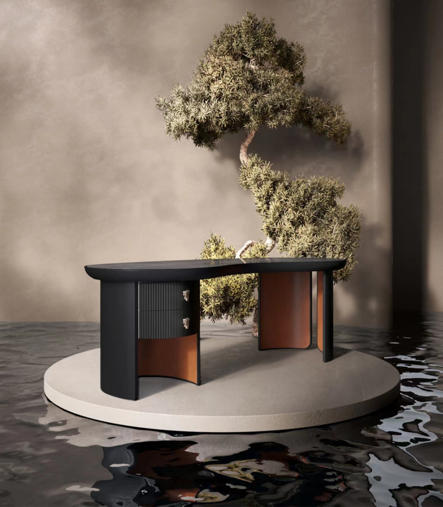 Five Star Hotel Hospitality Cashew Shaped Boss Desk Office Study Room