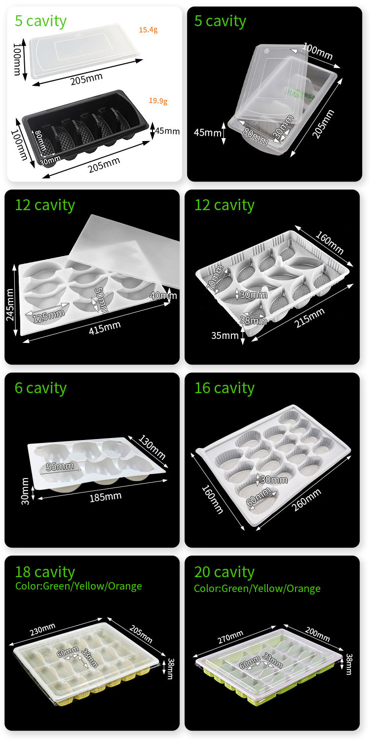 Supermarket Disposable Dumpling Tray Takeaway Pressure Resistance With Lid