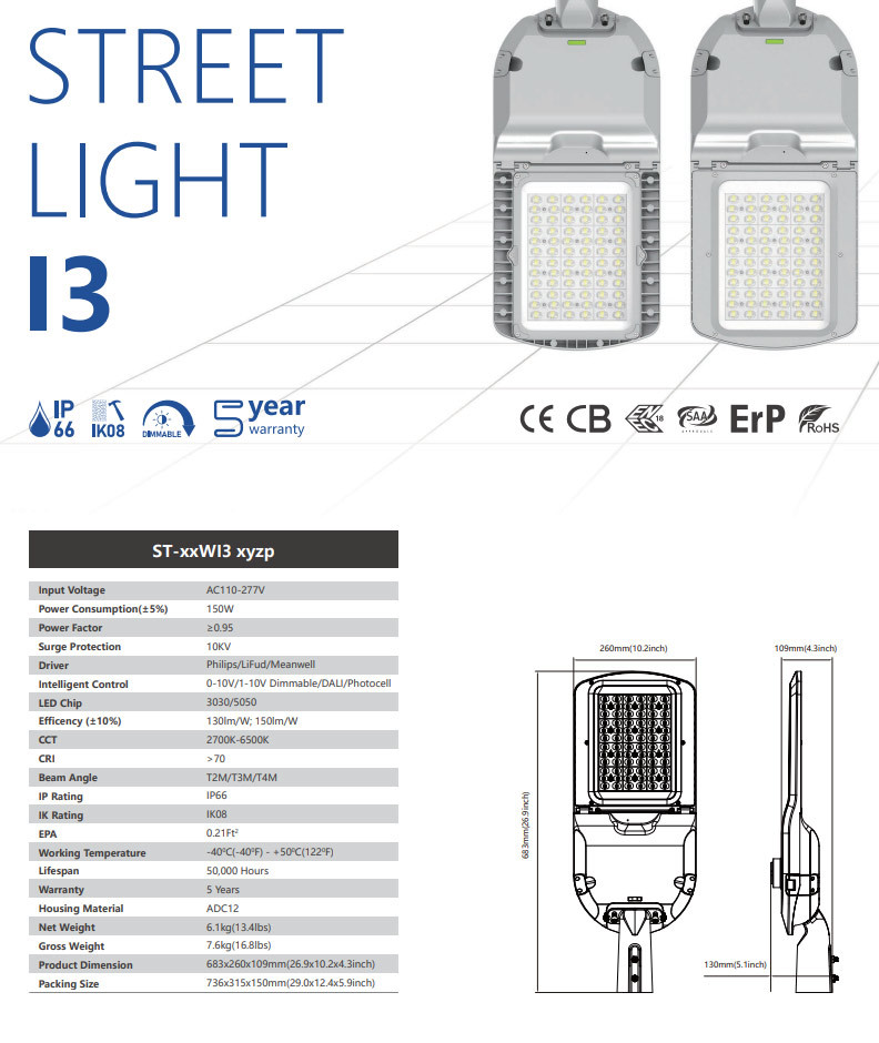 Super Bright Solar LED Street Light All In One 2700K-6000K 20W-300W