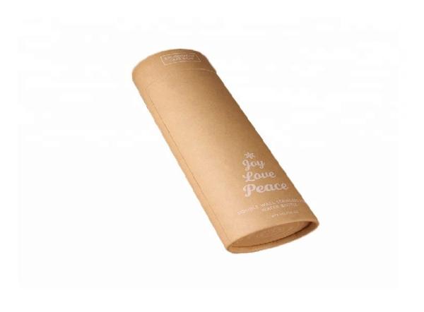 Brown Cardboard Tea Boxes / Cylinder Paper Tea Tube Box Embossing Surface