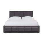 Grey Upholstered Gas Lift Storage Bed Queen Size Plywood Material With Linen