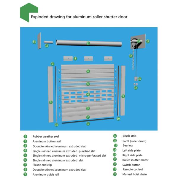 Aluminium Automatic Rolling Shutter Garage Door / Lightweight Solid Wood Garage Door