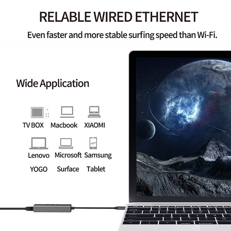 Gray USB3.0 Hub And RJ45 Lan Adapter With 3 USB Ports Gigabit Ethernet Network Card