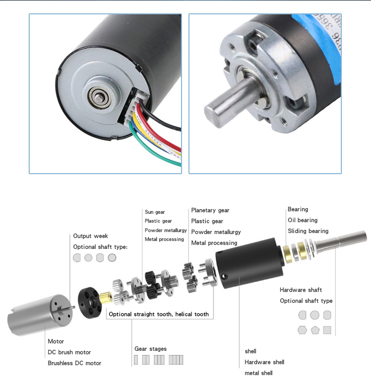 Low Rpm Dc Planetary Gear Motor 36mm 12v 24v Black High Torque