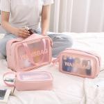 Travel Waterproof Beach Transparent Cosmetic Pouch 3pcs Clear PVC Makeup Bag