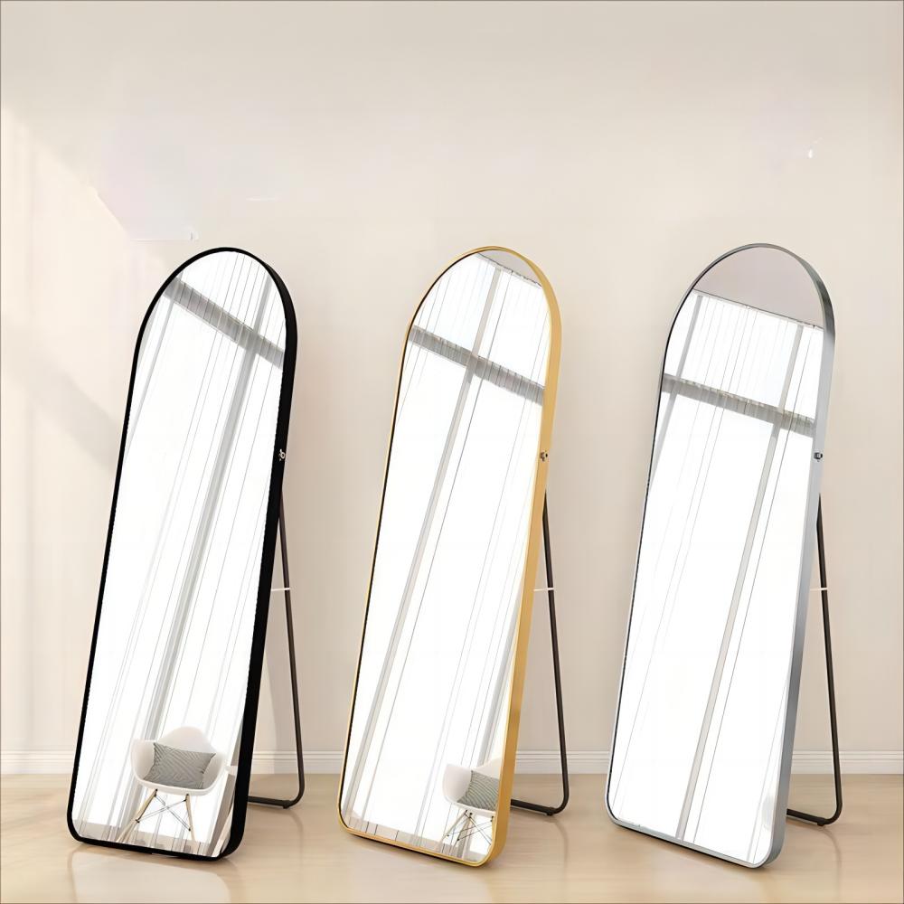Living Room Modern Style Glass Beveled Full Length LED Dress Mirror with Float Design
