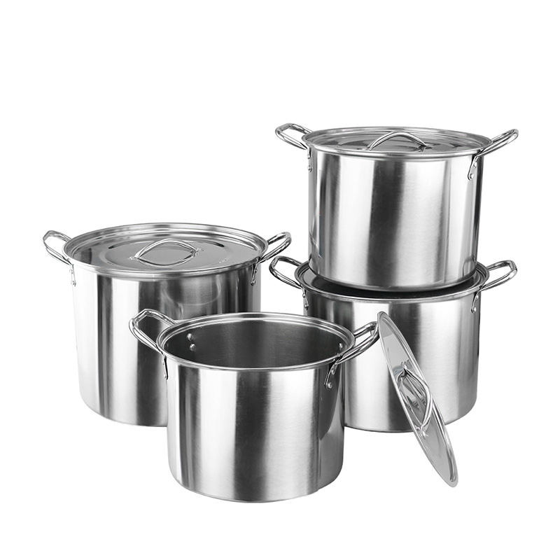 Silver Stainless Steel Thick Stockpot Large Soup Pot Heavy Duty With Lid