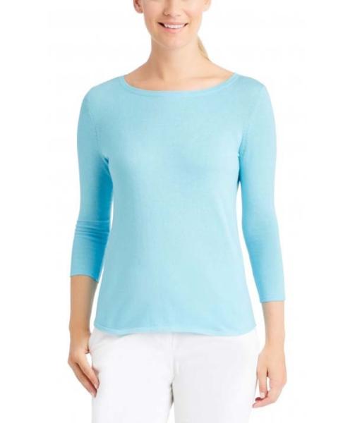 WOMEN'S 60% cotton/20% viscose/15% nylon/5% cashmere LONG SLEEVE BOAT NECK