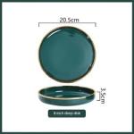 Hot Sale Exquisite Life High Quality Gold Frame Dark Green Home Porcelain Dinner