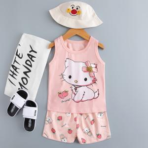 Wholesale Hose animal print pajama set skin friendly Cat Print Pajamas For 110cm 120cm Height from china suppliers