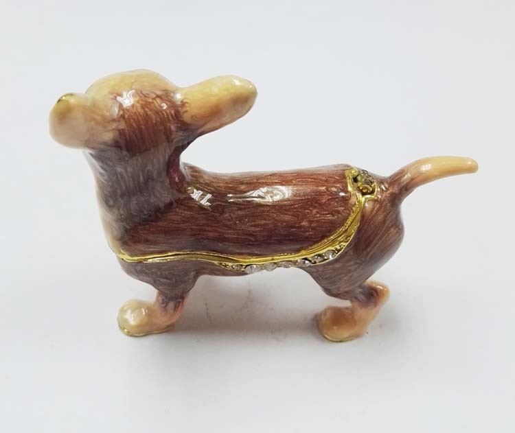 Cute small metal decorative trinket boxes Chihuahua dog jewelry box