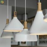 E26 Aluminum Wood Modern Pendant Light For Hotel Living Room