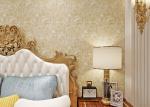 PVC Retro Light Yellow Floral Pattern Wallpaper With Embossed For Bedrooms