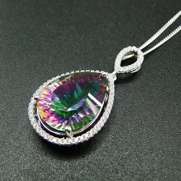 Women's Jewelry Pear Cutting Green Spinel Round White Cubic Zirconia 925