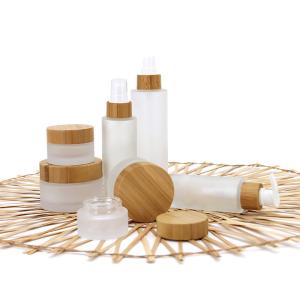 Wholesale Glass Cosmetic Containers Bamboo Cosmetic Packaging Bamboo Lid Cream Cosmetic Jar from china suppliers