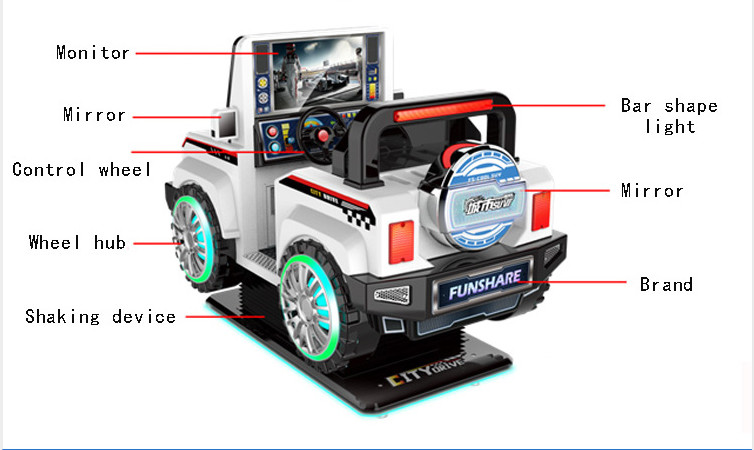 English Version City Suv Kiddie Ride Machines With FRP / PVC Material Durable