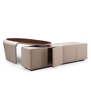 China Lacquer Hardwood Office Desk 2.2x0.76m With Storage Solid Wood on sale