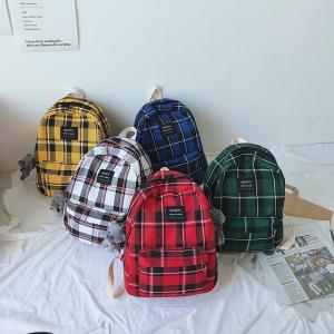 Wholesale Bag female Korean version of junior and senior high school students wind small fresh day department checked backpack from china suppliers