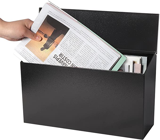 Custom Logo Contemporary Designer Mailbox in Powder-Coated Black with Optional Lock