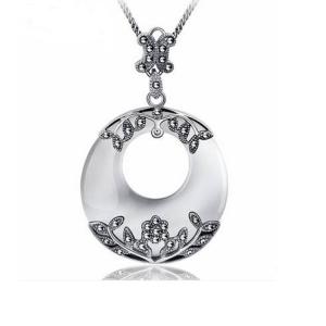 Wholesale Thai Silver Moon Stone Pendant Necklace Marcasite Vintage Jewelry(N11061WHITE) from china suppliers