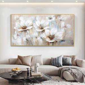 Wholesale Customized Size Accepted 100% Hand Painted Wall Art Abstract White Flowers Home Decor Modern Abstract Flowers Oil Painting from china suppliers
