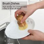 Natural Sisal Bristle Bamboo Dish Brush Washing Cast Iron Pan / Pot