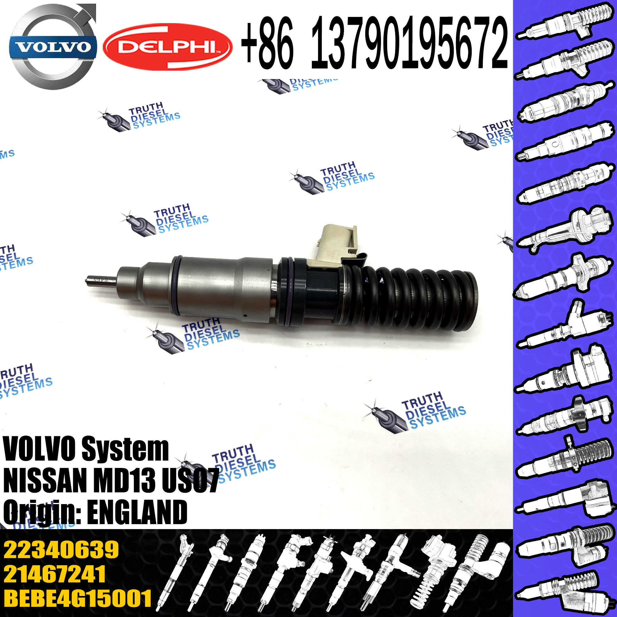 MD13 Diesel Engine Parts Fuel Injector Assy BEBE4G15001 VOE21467241 21467241 22340639