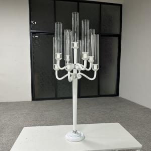 Wholesale ZT-271W Wedding Supplies 9 arms wedding crystal white glass candelabra for wedding table centerpieces from china suppliers