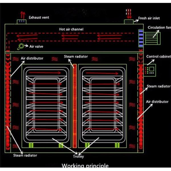 380V Hot Air Drying Oven Vegetable Onion Garlic Sweet Ginger Turmeric Drying Machine