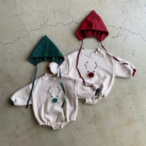 Wholesale New Born Rompers Baby Fleece-Lined Reindeer Sweatshirt Romper and Bonnet Set from china suppliers