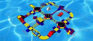 Wholesale 0.9mm PVC Tarpaulin Huge Inflatable Water Parks 40m Diameter With Red / Blue Colour from china suppliers