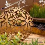 Abstract Hollow Out Sphere Corten Steel Sculpture Metal Art Statues