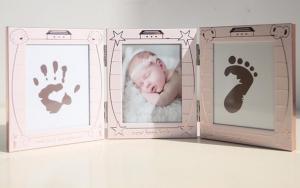 Wholesale Lovely Aluminum New born Baby Handprint and Footprint Photo Frame Kit with a EN71 passed Ink Pad from china suppliers