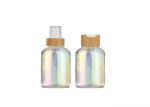 Electroplated Colorful Care Lotion Cream Spray Glass Pump Bottles With Bamboo
