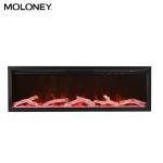 2000mm Black Wall Mounted Electric Fireplace Built-In Remote Control Flames LED