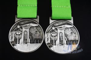 Wholesale 3D Bespoke Design School Half Marathon Marathon Metal Award Medals Printed Ribbon from china suppliers