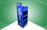 Four Shelves POS Cardboard Displays Blue Assembly Floor Display Stands