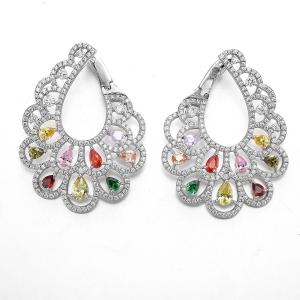 Wholesale Bridal Clip on 925 Silver CZ Earrigns Wedding Teardrop Christmas Earrings from china suppliers