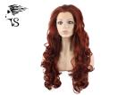Fire Red Colorful Synthetic Lace Front Wigs , Long Wavy Lace Front Wigs 180%