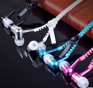 2017 best sellers metal earphone mobile-phone headphone zipper earphone fashion