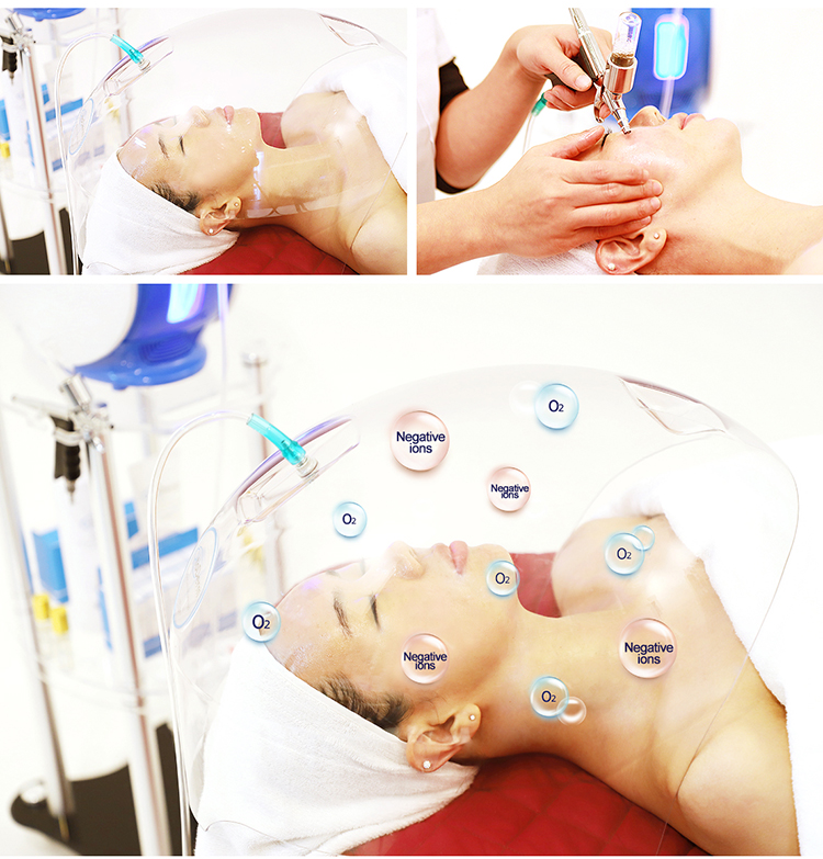 O2 Derm Oxygen Therapy Facial Machine Led Dome Oxygen Spray Jet Peeling Face Mask With LED