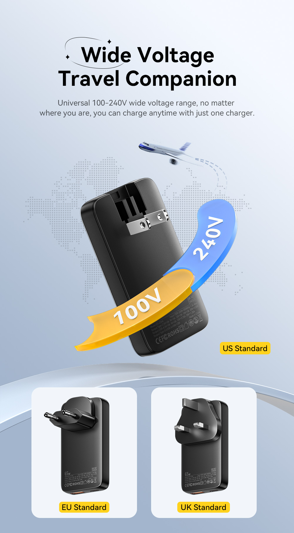 ESSAGER ES-CD46 Series 65W 2 Ports GaN Wall Charger Super Fast Charger