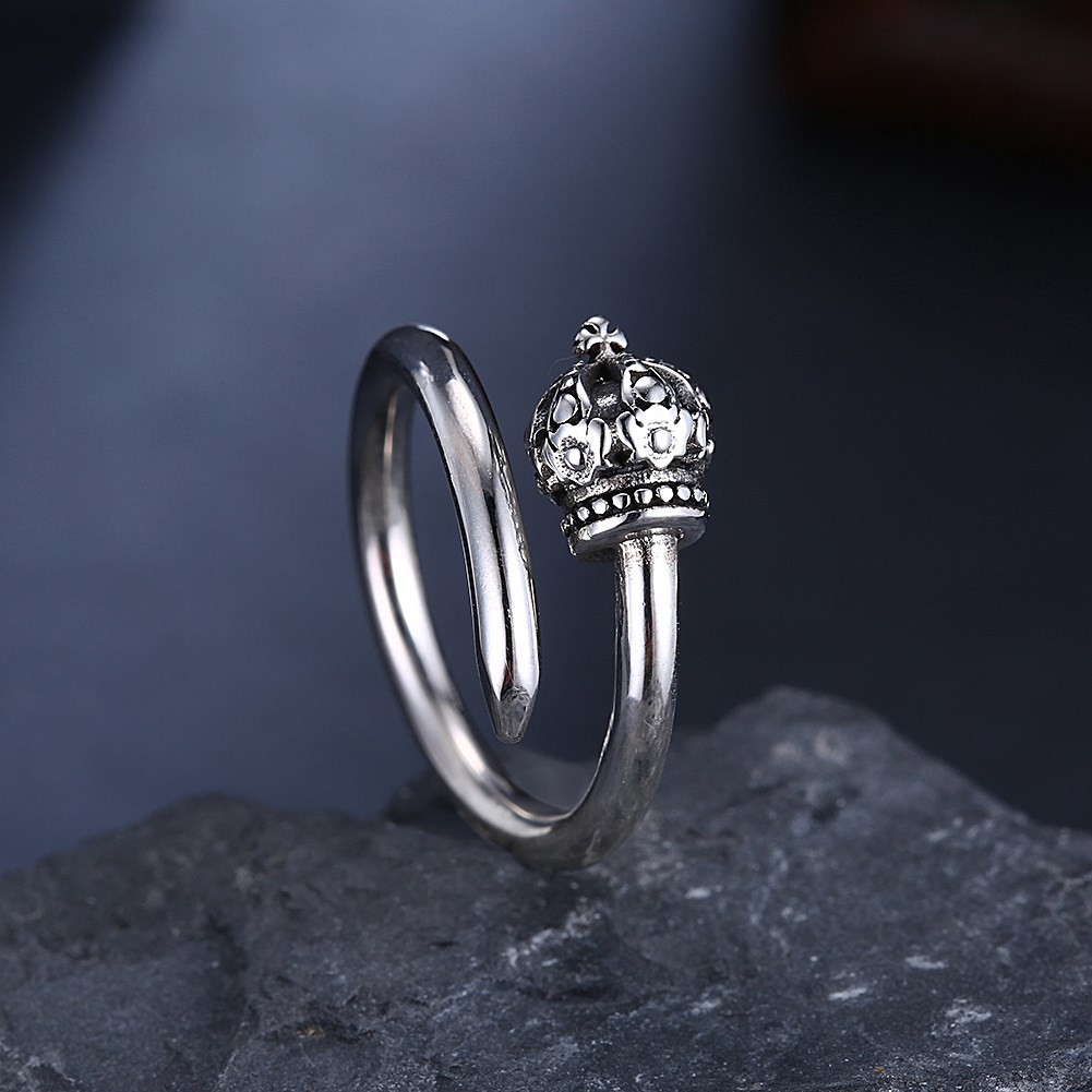 1.39g 17.3mm Crown Shaped Engagement Ring Hypoallergenic Cluster Real Silver Rings