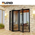 Modern Black Bifold Patio Door Frame Hurricane-Proof Exterior Fold Glass Door