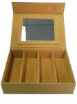 Yellow Brown Kraft Paper Eyeglass Storage Trays For Storage With Little Mirror