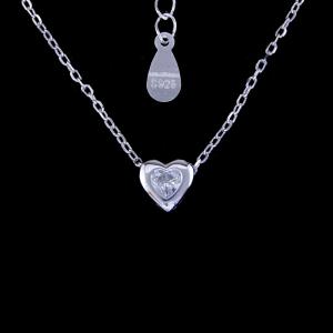 Wholesale Beautiful Ladies Sterling Silver Cubic Zirconia Heart Necklace Jewelry Korean Style from china suppliers