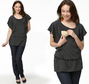 Wholesale Ruffled Sleeve Maternity Breastfeeding Tops , Plus Size Pregnancy Clothes from china suppliers