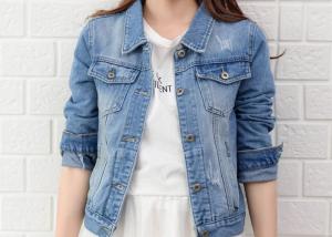 Wholesale Light Wash Blasting Trucker Youth Ladies Denim Jacket Cotton Denim 28-42 Size from china suppliers
