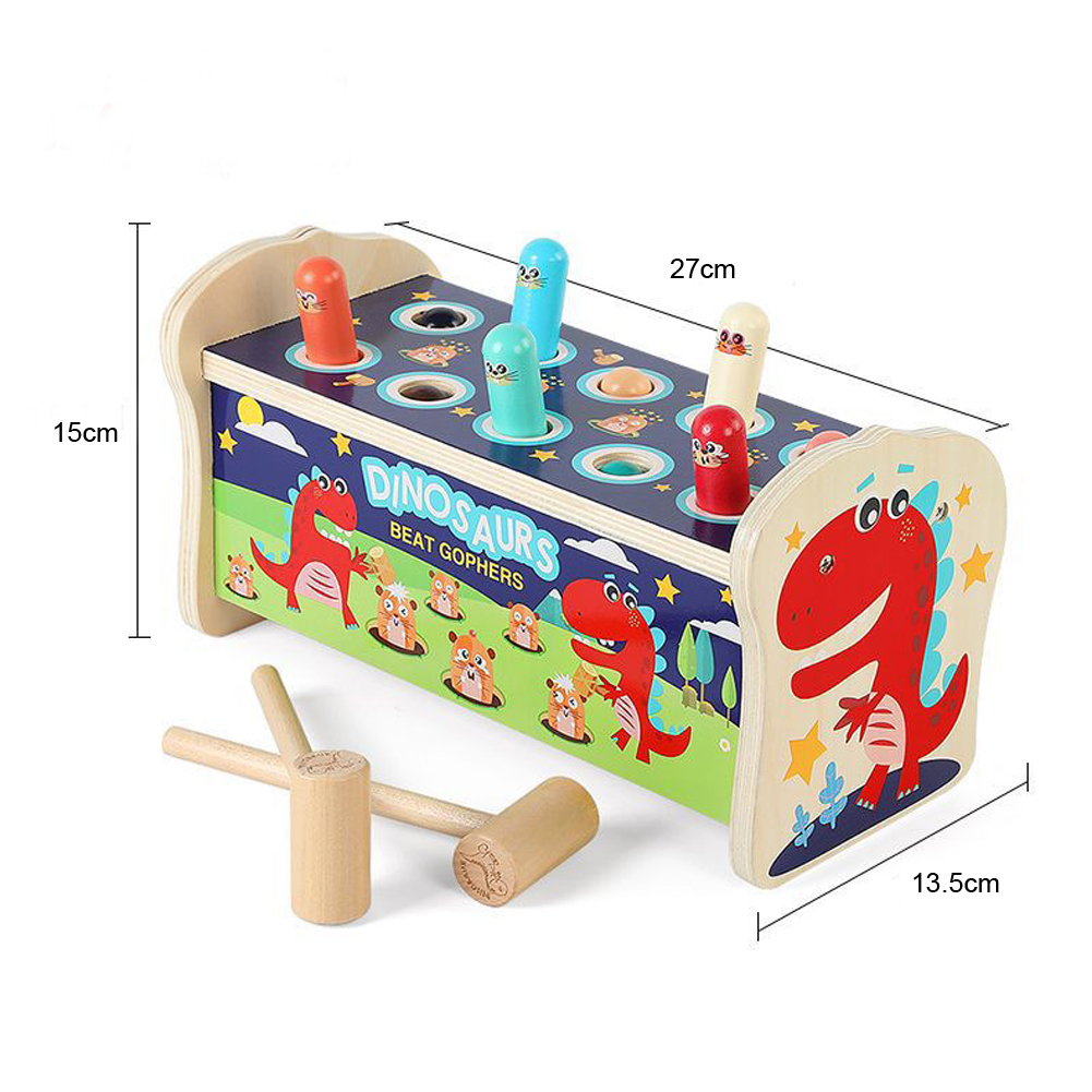 2 Mallets Wooden Hammer Toys Burr Free For Toddler Boys Girls