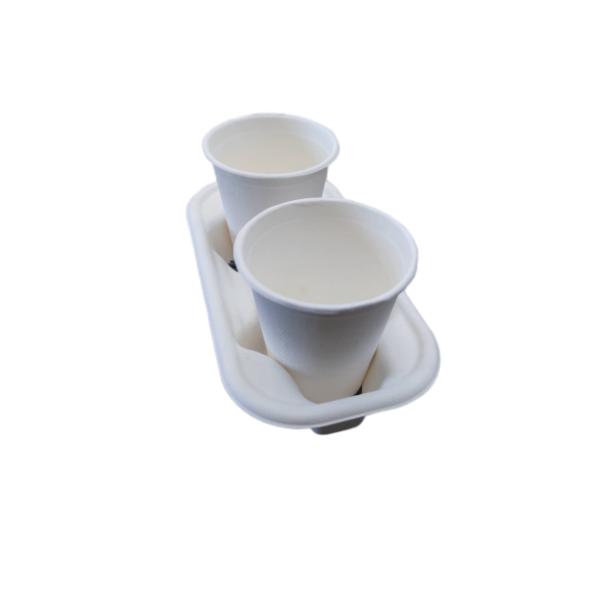 Biodegradable 13.5 Grams 2 Cup Coffee Cup Carrier Tray